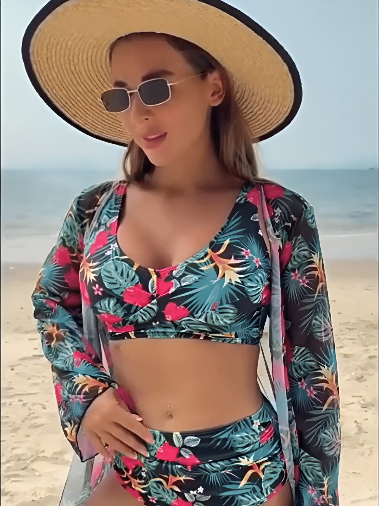 Luna™ – Traje de baño de 3 piezas con estampado multicolor para mujer