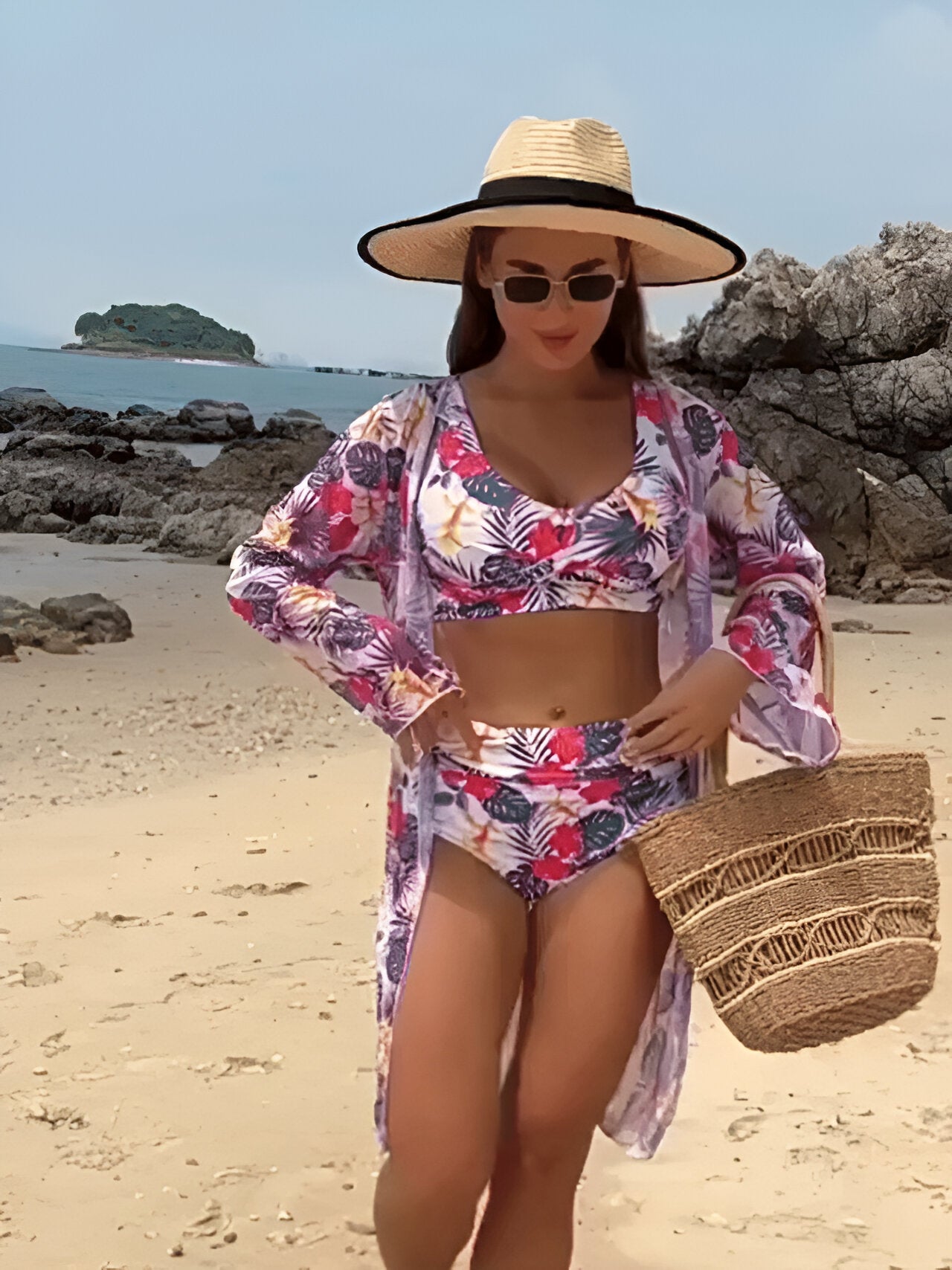 Luna™ – Traje de baño de 3 piezas con estampado multicolor para mujer