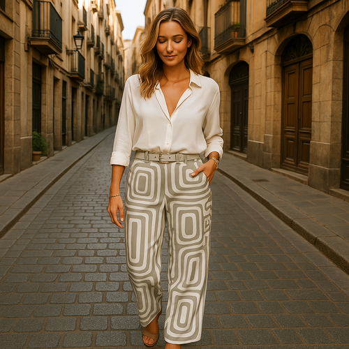 Pantalón elegante - blusa y cinturón incluidos