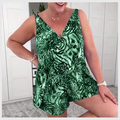 Bañador Imprimido Sin Mangas con Escote en V – Confort y Estilo Brillante