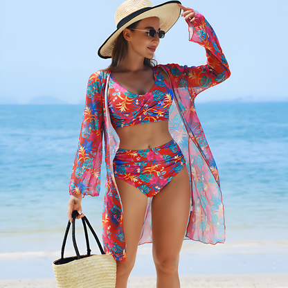 Luna™ – Traje de baño de 3 piezas con estampado multicolor para mujer